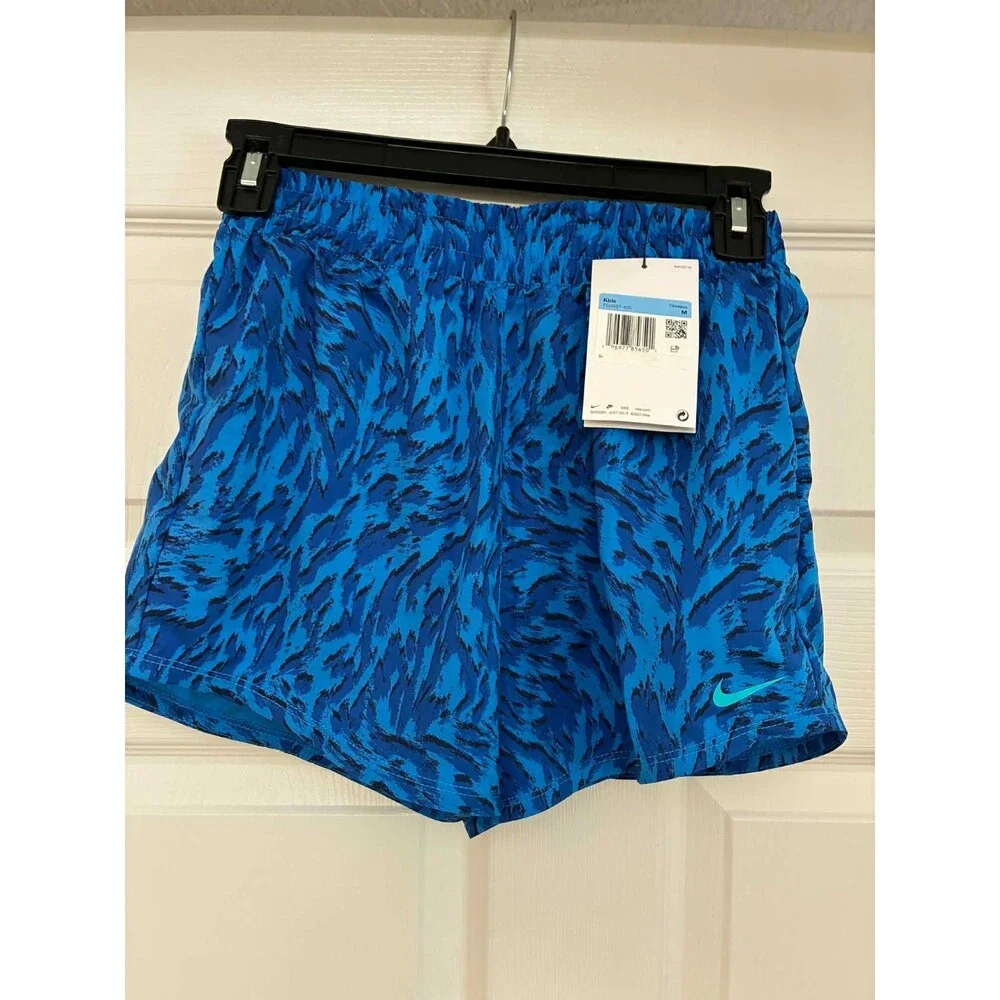 Nike‎ Kids Training Shorts Youth Medium Blue Black Athletic Dri-Fit NWT